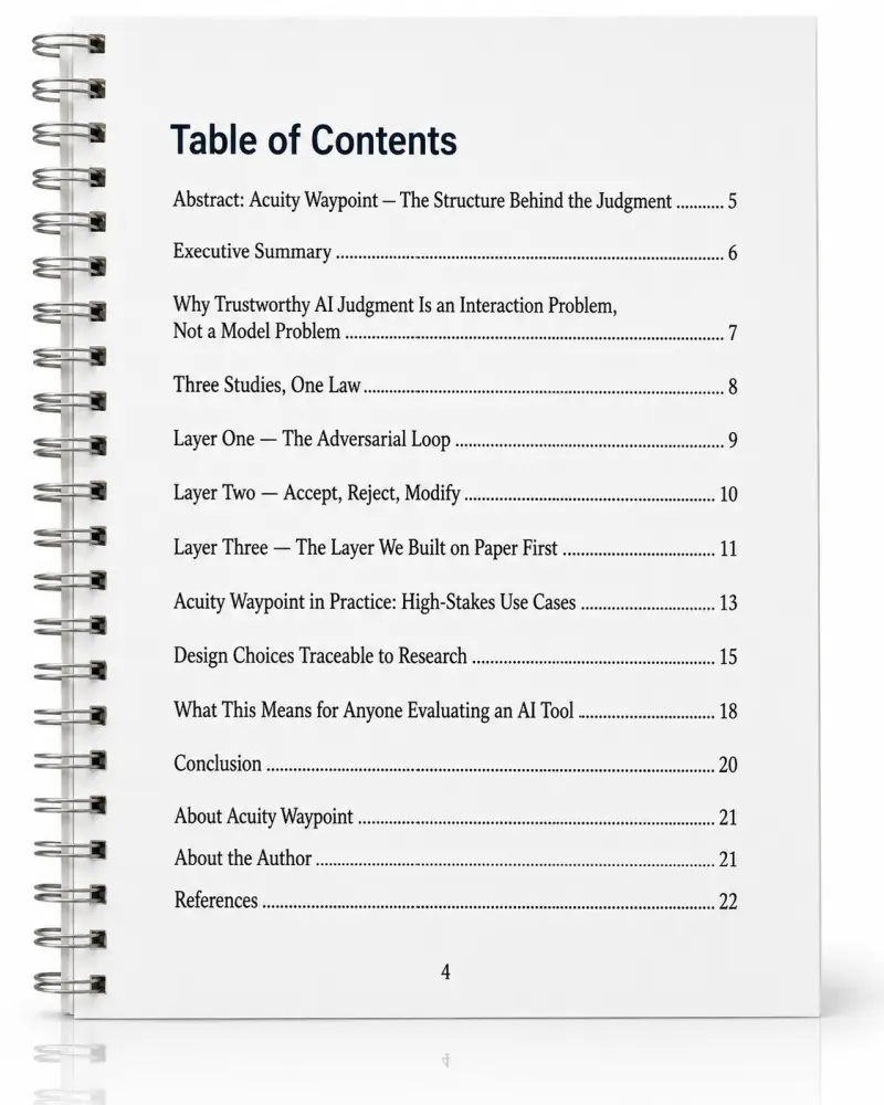 Acuity Waypoint whitepaper table of contents
